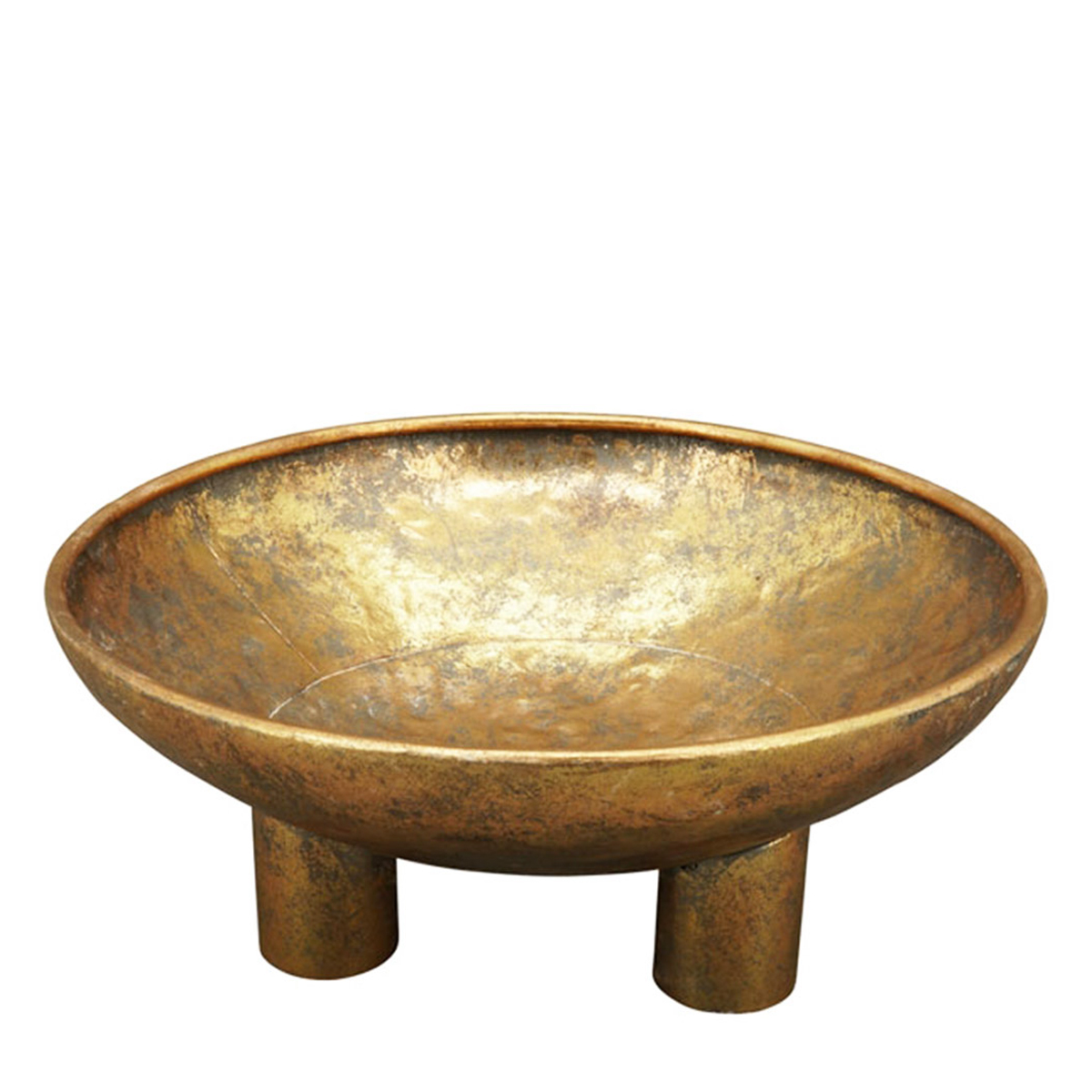 81003 Deko Schale Dore antik gold, große Matallschale auf Füße, 50x22cm