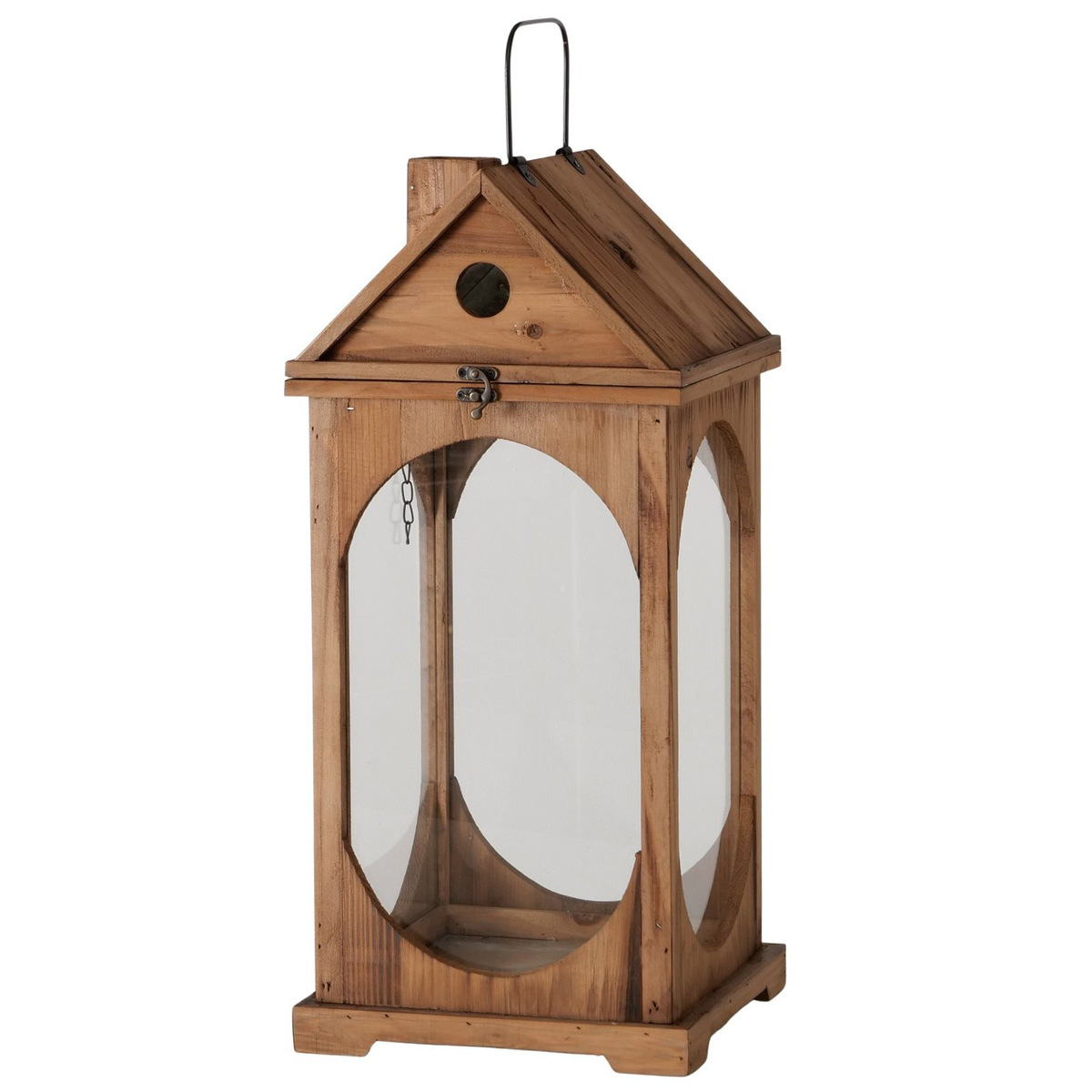 Holzlaterne Haus Piero braun im Landhausstil, rustikales Windlicht, 57cm, Boltze Home Collections