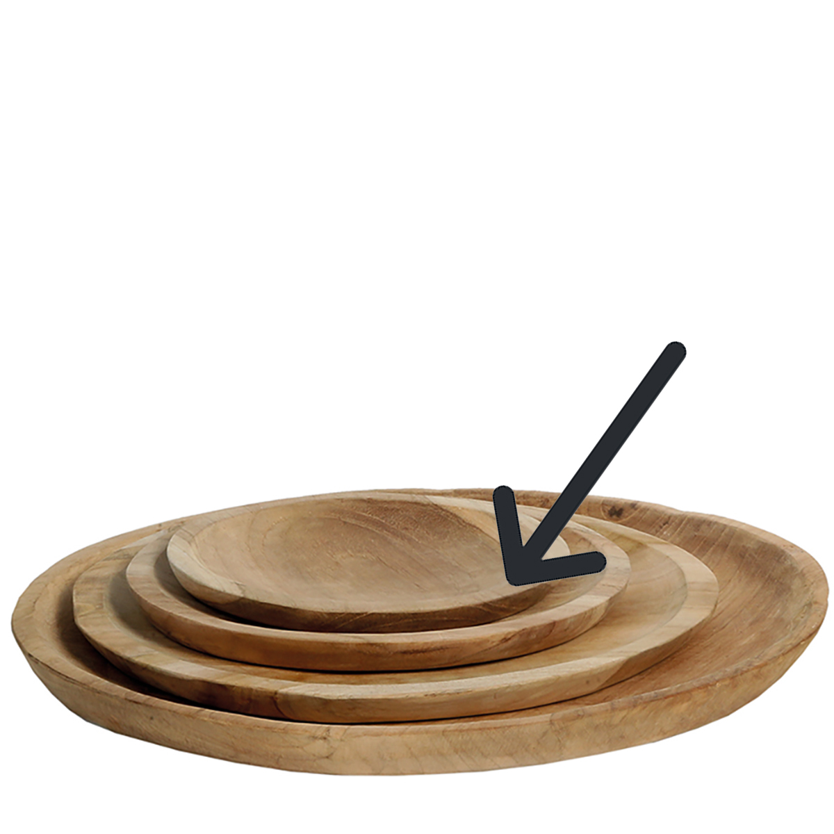 Holzschale Teak unfinish, rustikale Naturholzschale, runder Holzteller, Ø20cm, WMG Grünberger