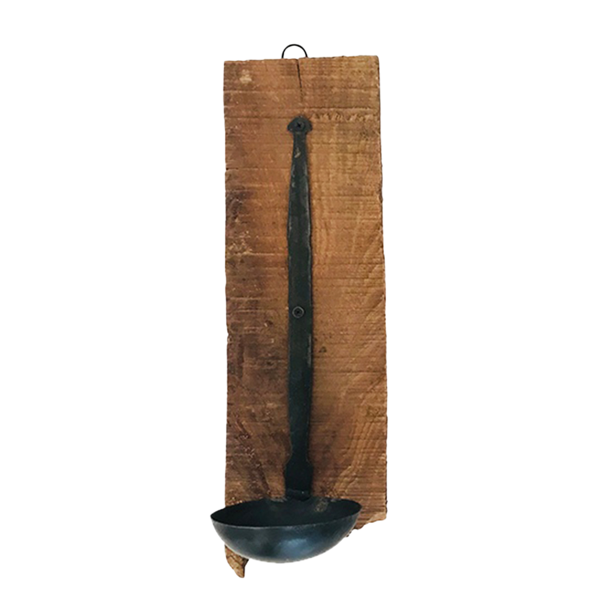 Wandkerzenhalter Kelle used look, Antikes Holzbrett mit Eisenkelle, 47cm