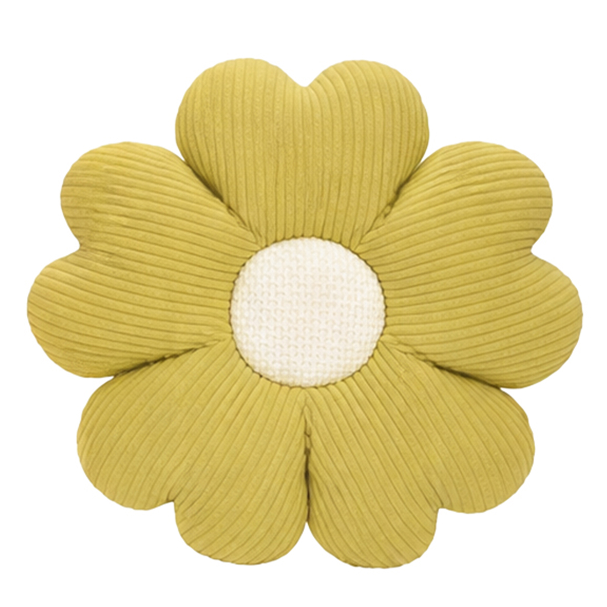 Deko Blumenkissen grün, fröhliche grüne Blüte aus Cordstoff, Ø34cm