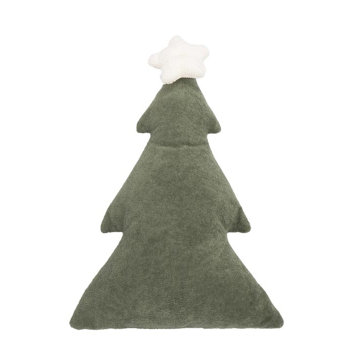 Deko Kissen Tannenbaum Dans, weiches grünes Formkissen Tannenbaum mit Stern, 45cm