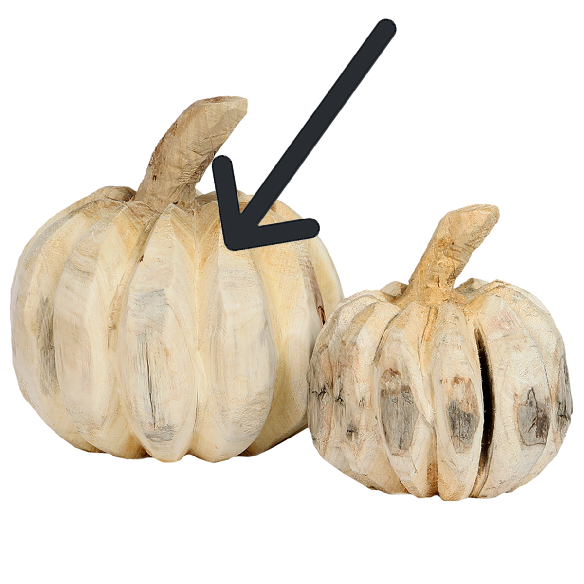 Deko Kürbis Natur, runder Kürbis aus Naturholz, 30cm, WMG Grünberger