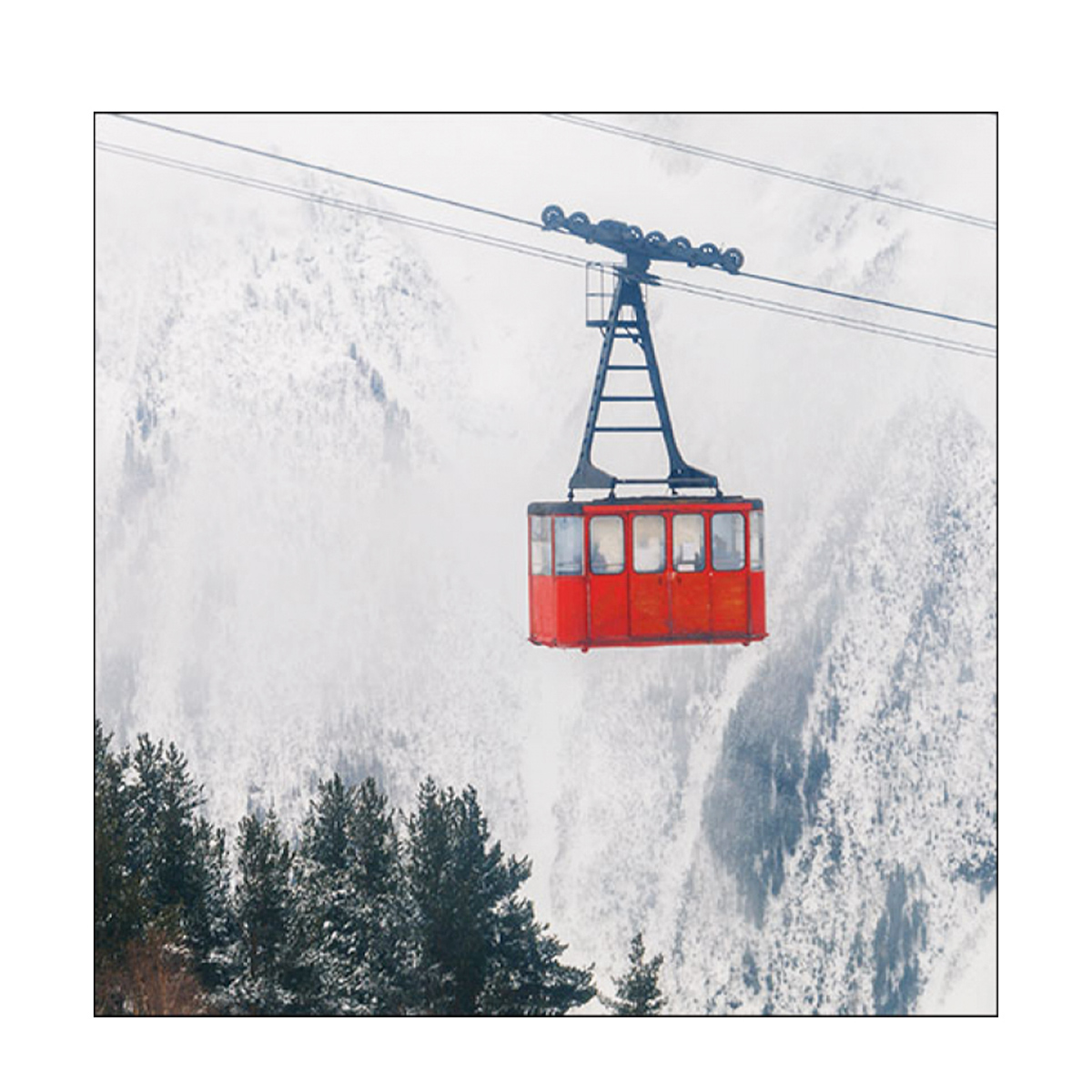 Ambiente Papierservietten Winter, rote Skigondel, 33x33cm