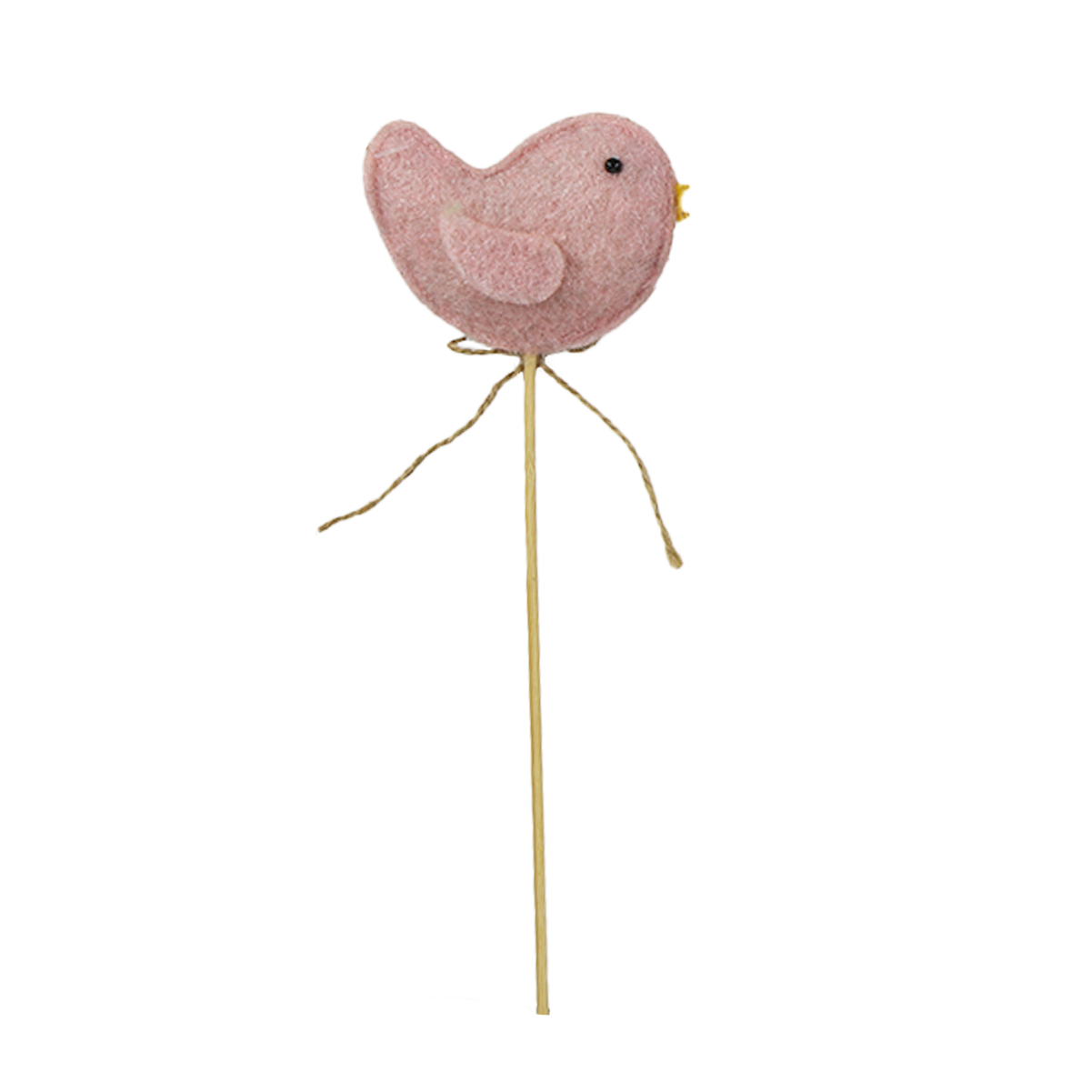 Deko Pflanzstecker Vogel rosa, Vogel aus Filz mit Blume, 28cm
