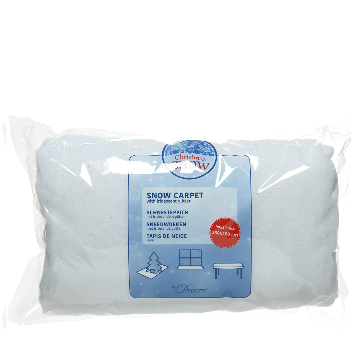 Deko Schneematte, Schneeteppich weiß, irisierend, 250x100cm
