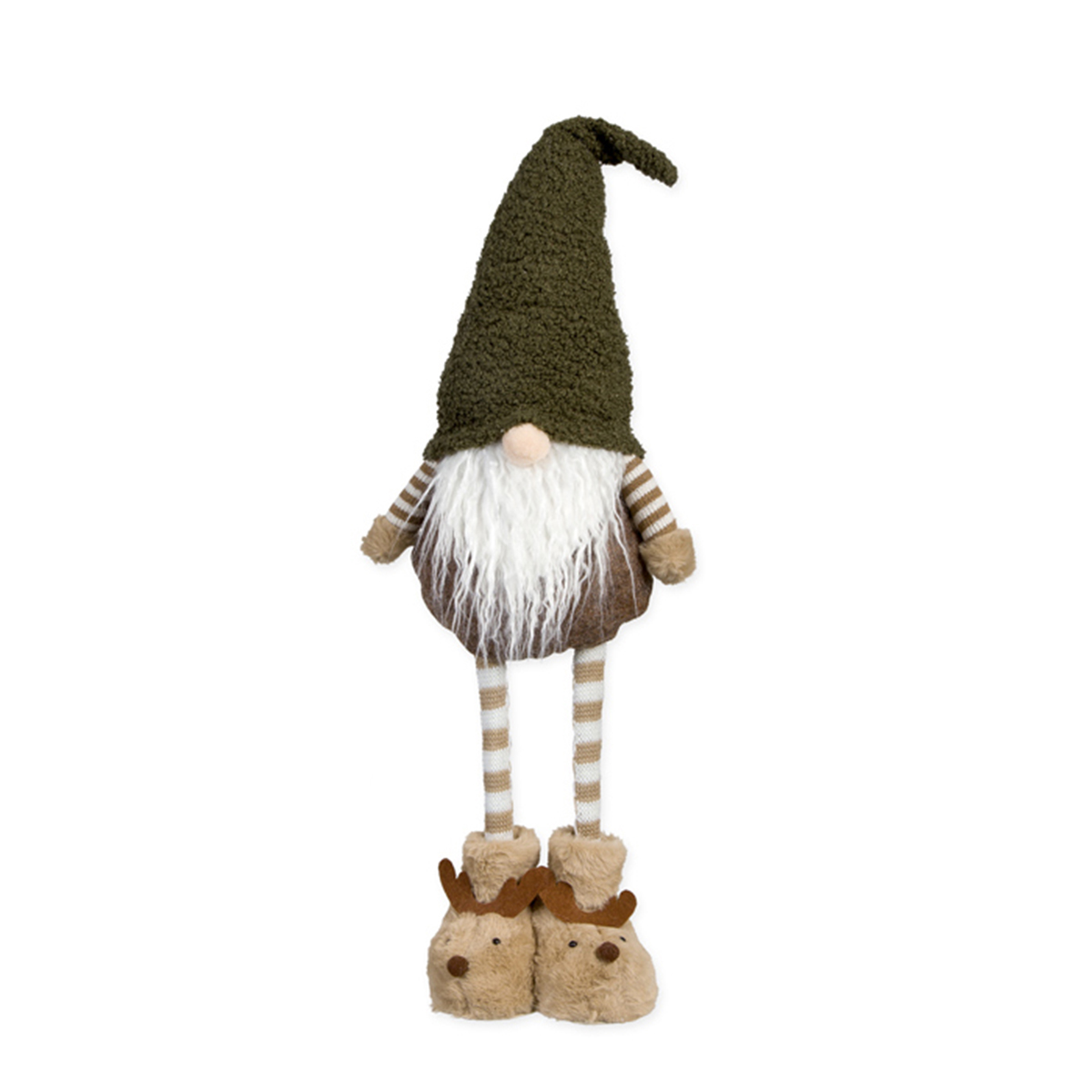 Deko Wichtel, Stoffwichtel mit Teleskopbeine, Plüschmütze und Hundeschuhe, 70cm