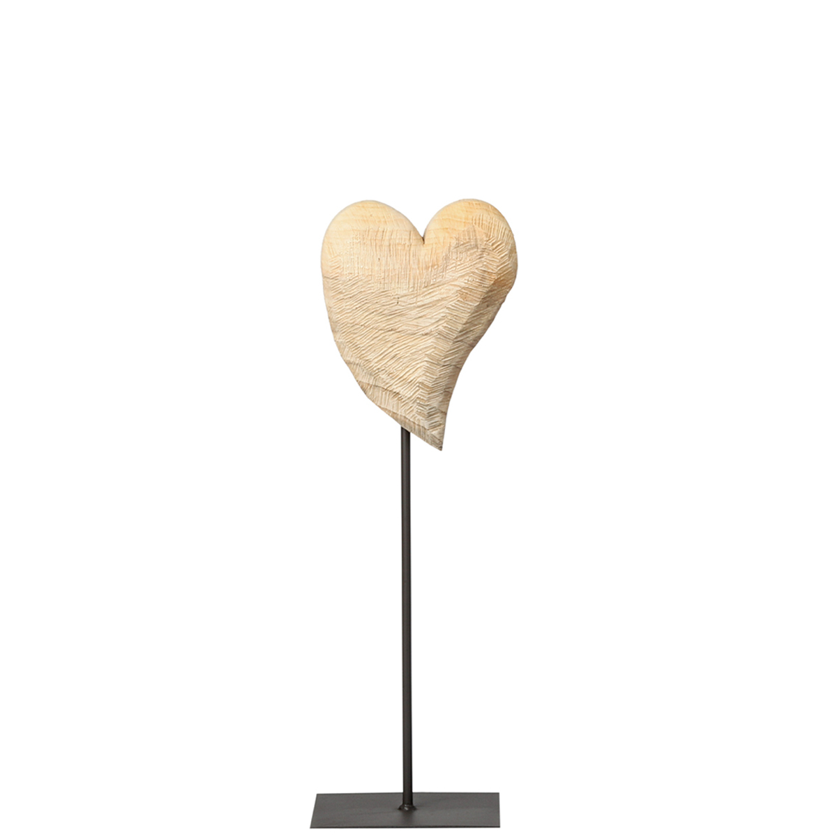 Deko Herz Naturholz sägerau, Holzherz geschwungen auf Ständer, 50cm, WMG Grünberger
