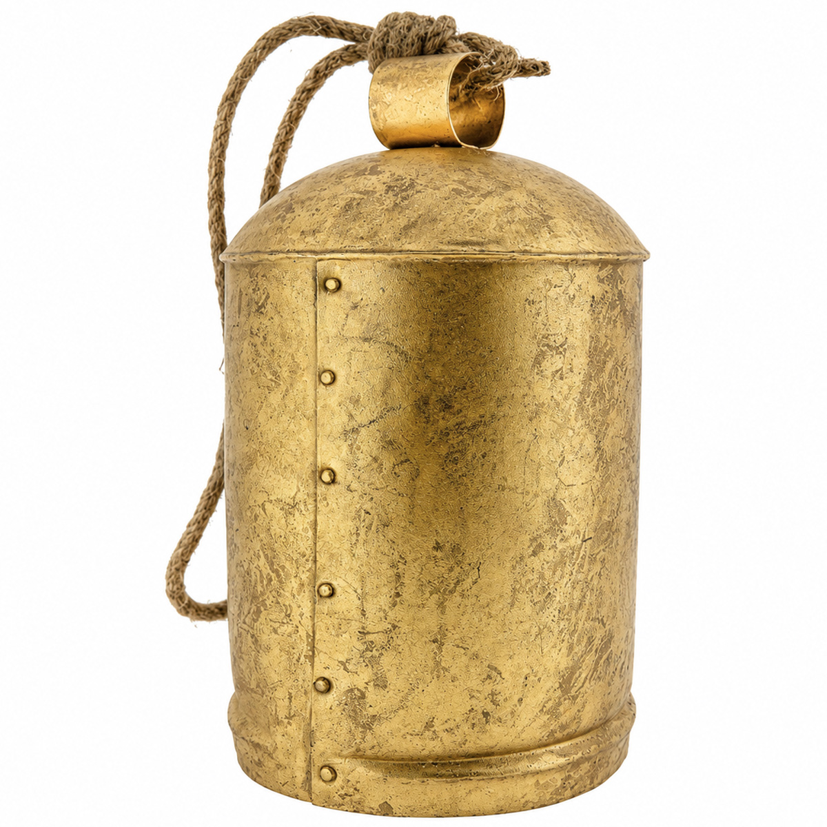 Deko Kuhglocke Schwaigen gold, Glocke mit Klang im Shabby Chic, 34cm