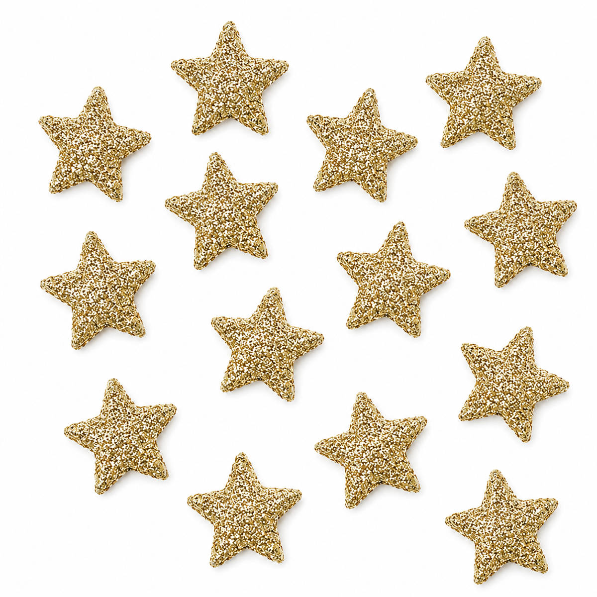Deko Sterne Softgold, Streusterne mit Glitzer, 48St/Box