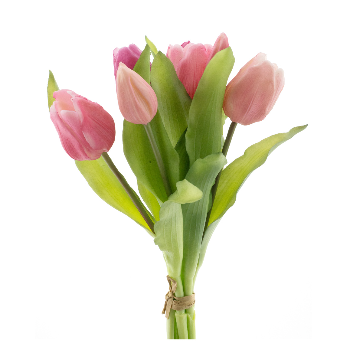 Künstliche Tulpen wie echt, Tulpenstrauß Sally rosa-pink, 7St. gebündelt, 31cm