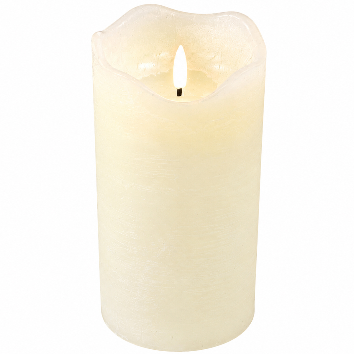 LED Stumpen Rustikal, Echtwachs-Kerzen Creme, 20cm