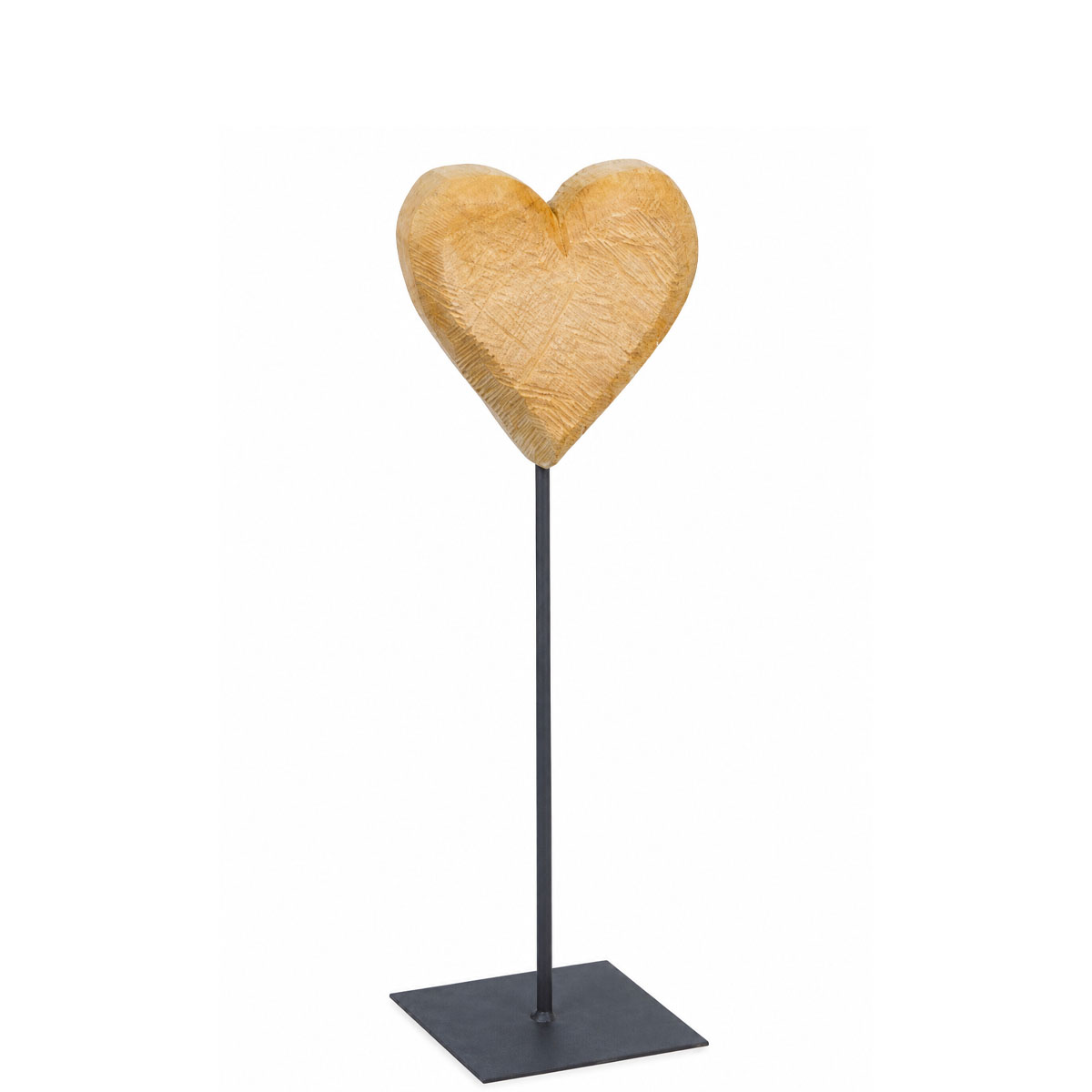 Deko Herz Naturholz sägerau, Holzherz auf Ständer, 50cm, WMG Grünberger
