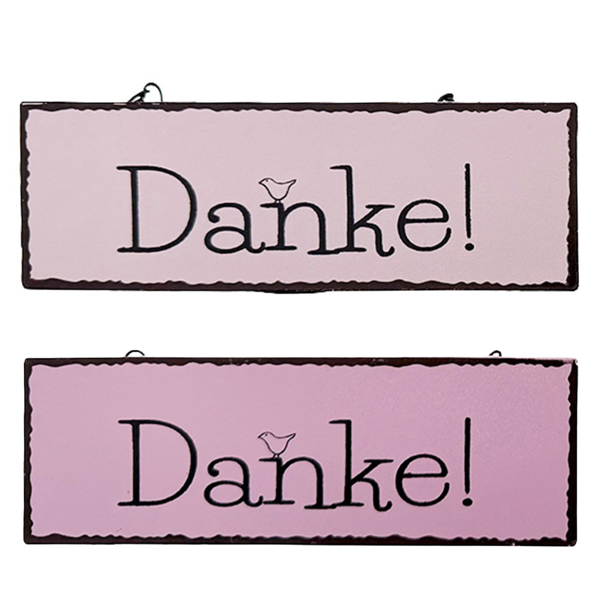 Metall-Schild mit Schriftzug: Danke, rosa, 15cm
