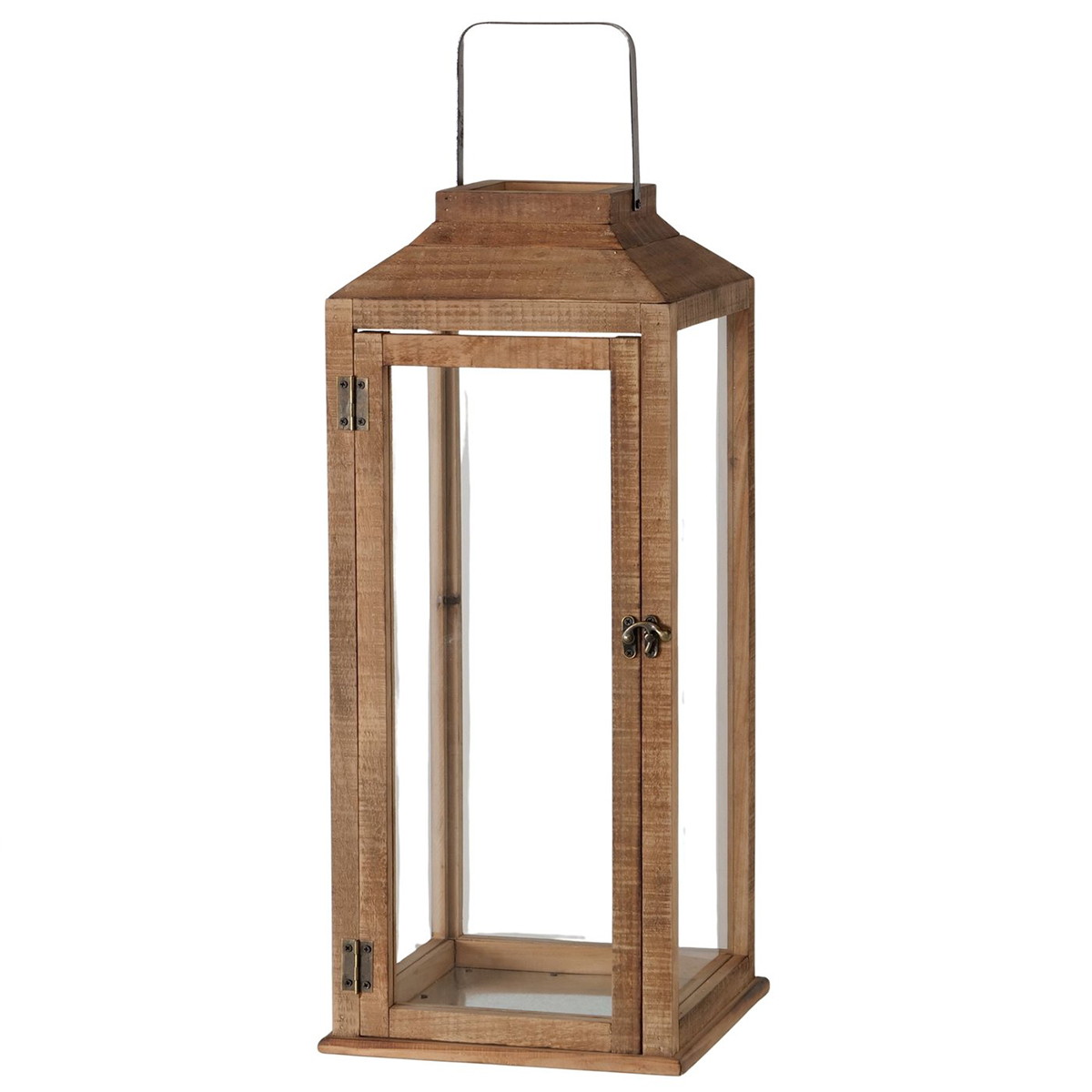 Laterne Ottawa, schlichte Holzlaterne mit Metallgriff, 56cm, Boltze Home Collections