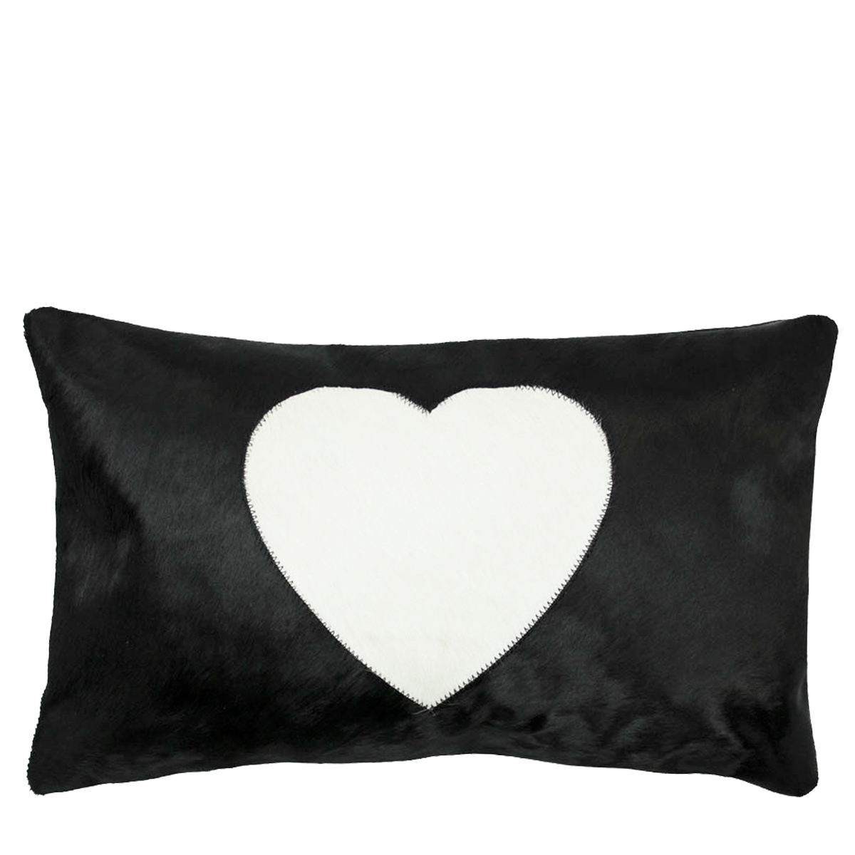 Fellkissen Herz, Kuhfell mit Herzapplikation, schwarz, 30x50cm, Mars & More
