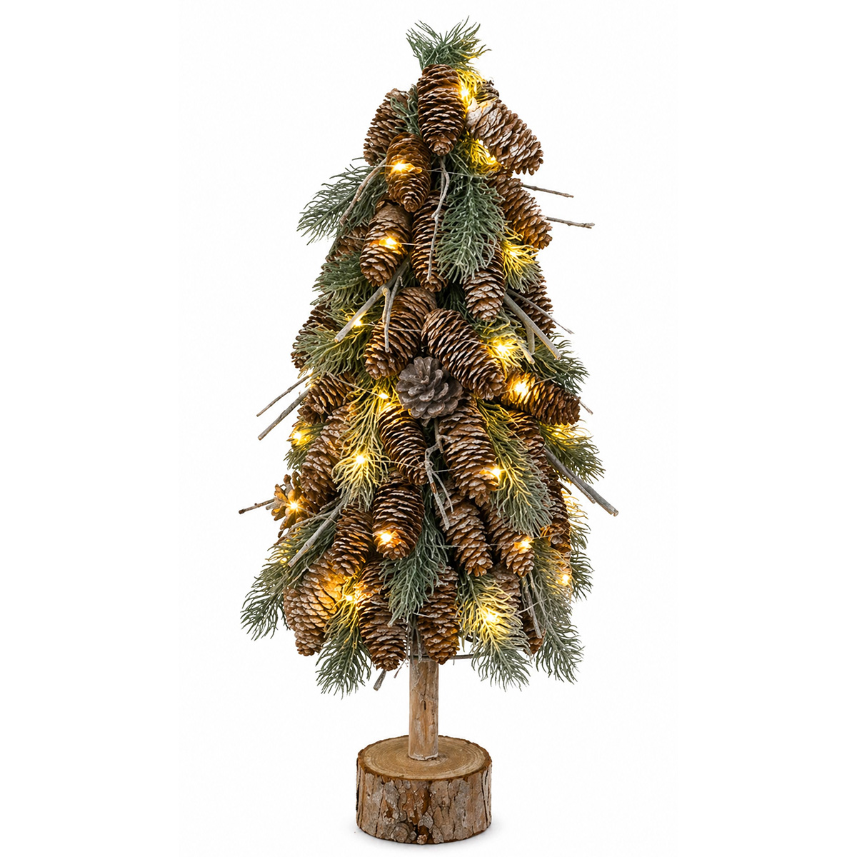 LED Tannenbaum mit Zapfen, großer beschneiter Baum, 60cm