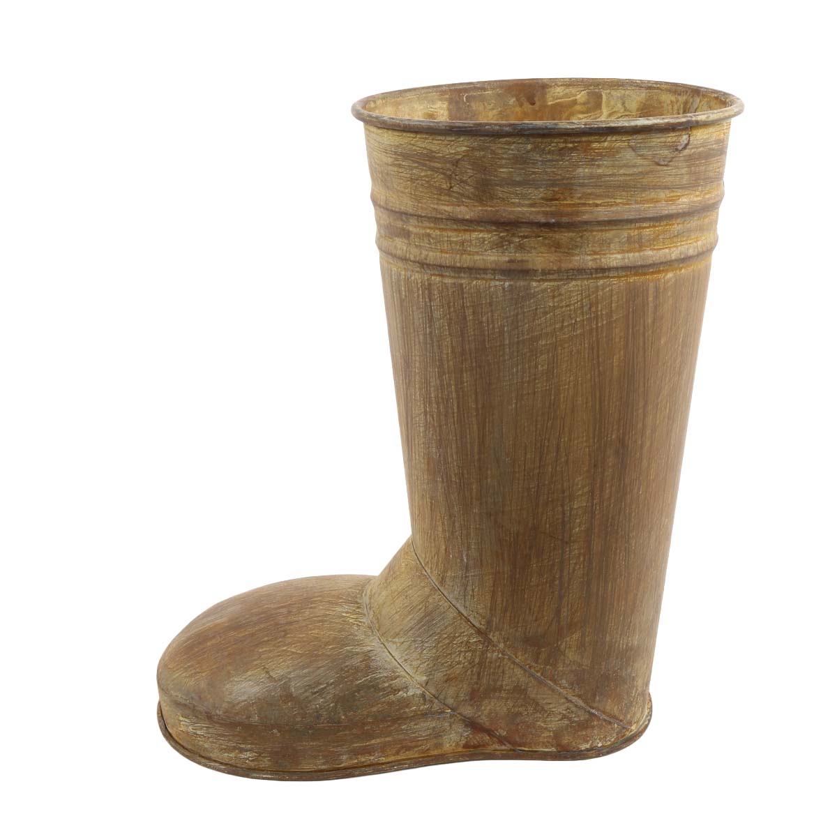 Deko Weihnachtsstiefel braungold, Metallstiefel, 31cm