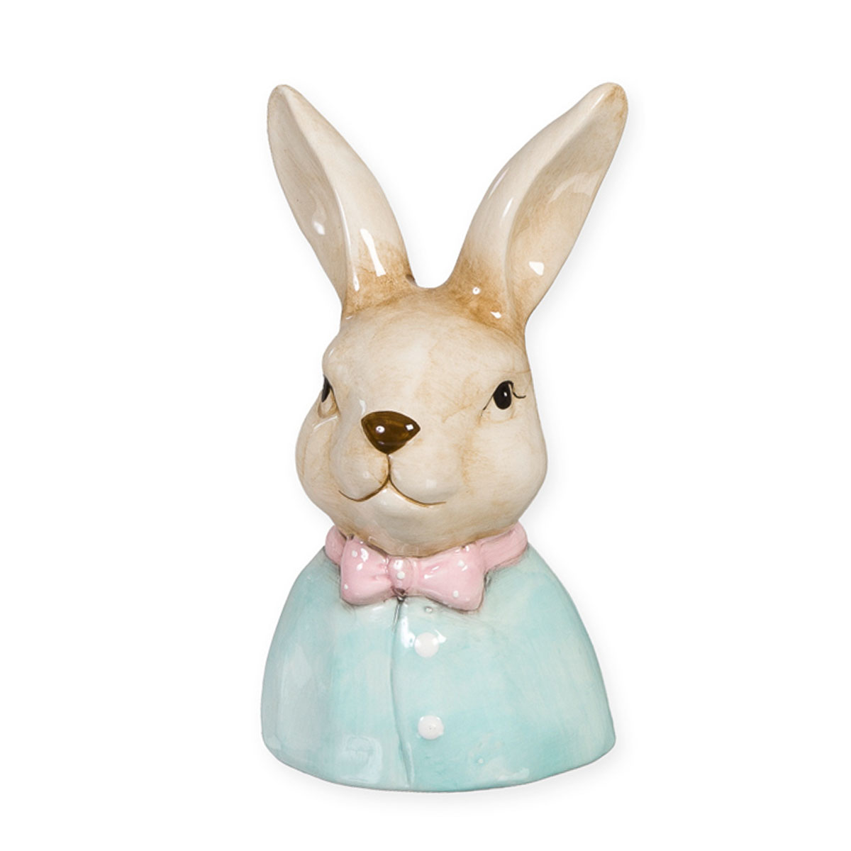 Deko Hase hellblau, Porzellanbüste Osterhase, 17cm