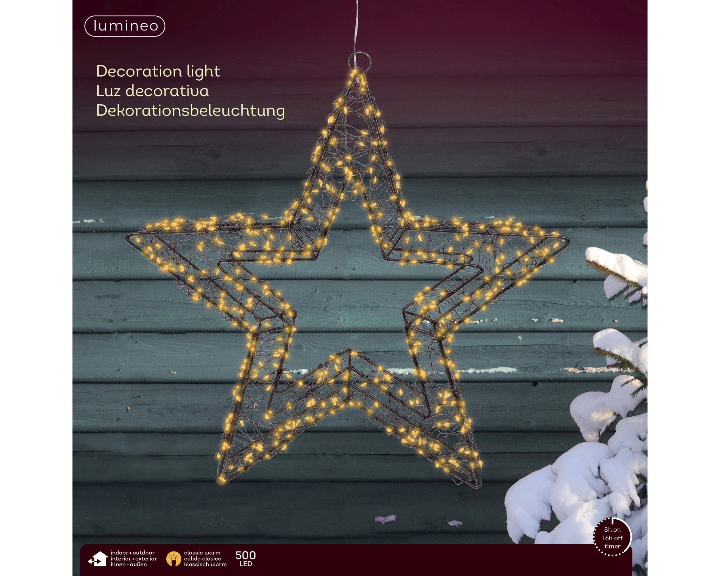 LED Deko Stern Metall, Aussenbereich, Hänger, 38cm