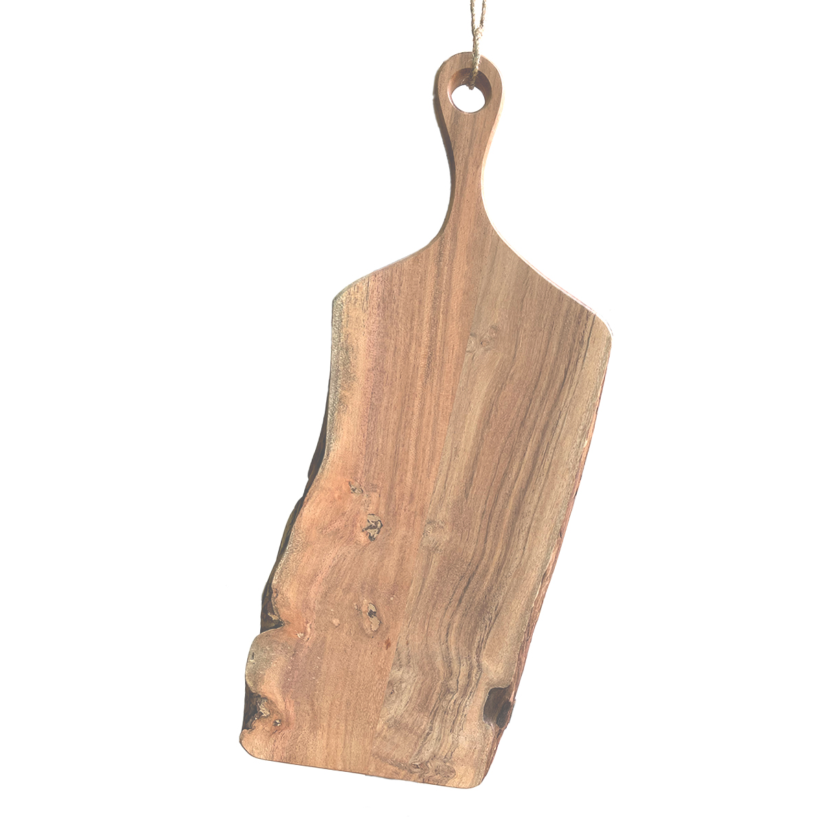Holzbrett Akazie, mit Griff und Juteschnur, 53x21cm