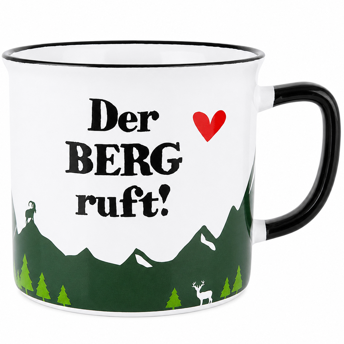 Porzellanbecher Berge, Henkelbecher mit Spruch: Der Berg ruft, Gilde