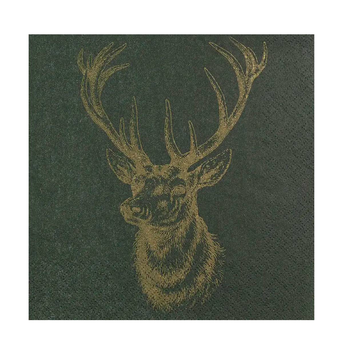 Home Fashion Papierservietten goldener Hirsch, grün, 33x33cm