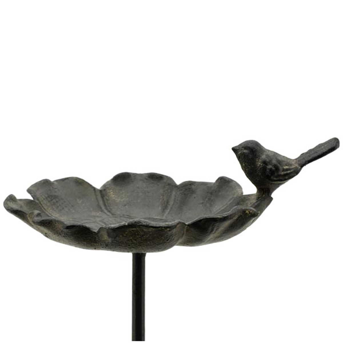 Deko Vogel-Futterplatz, Metallschale Blütenform grau used look mit Vogel