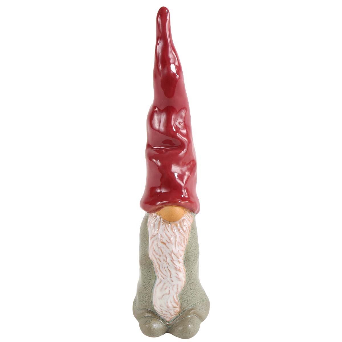 Deko Weihnachtsmann Wichtel Niko, langer schlanker Wichtel grau-rot, 14cm