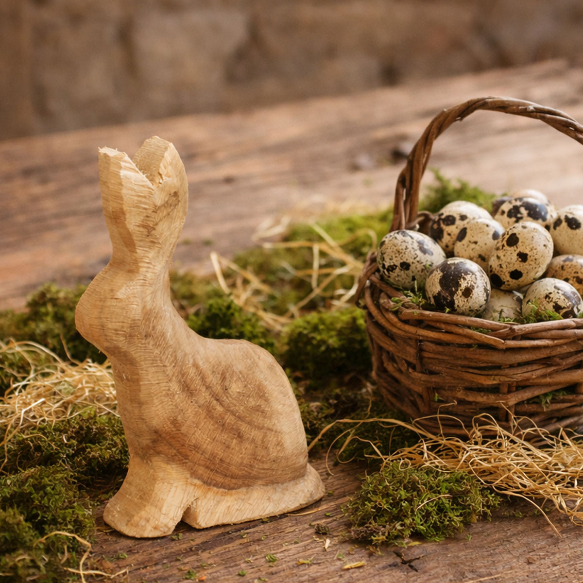 Deko Hase Fridolin Naturholz, Holzhase natur sägerau, 25cm, WMG Grünberger