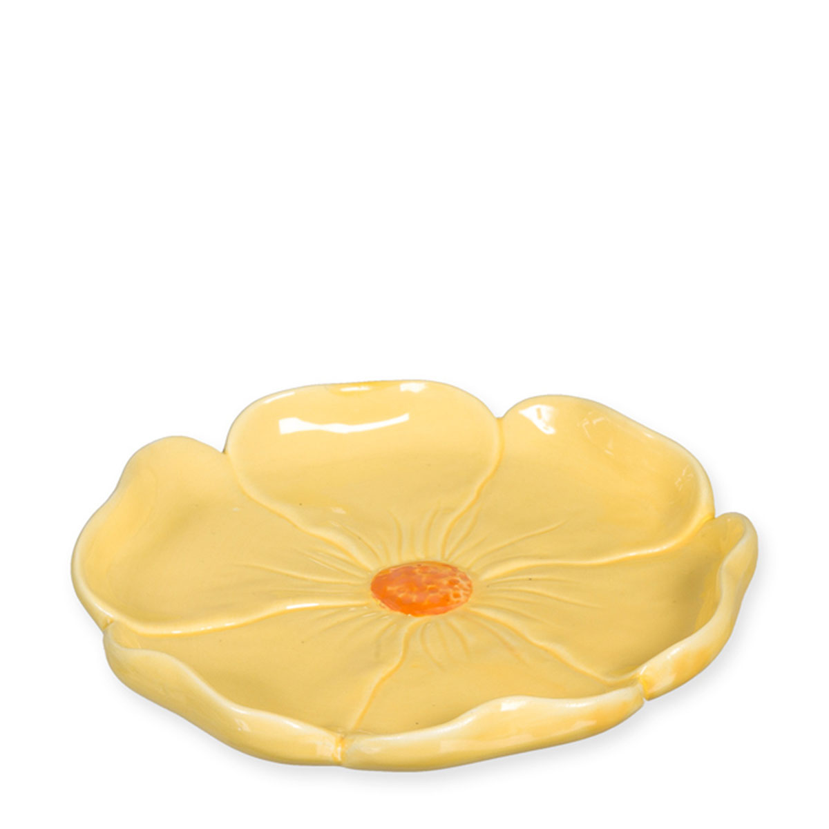 	Deko Teller Blume gelb, Porzellanteller Blüte, Ø15,5cm
