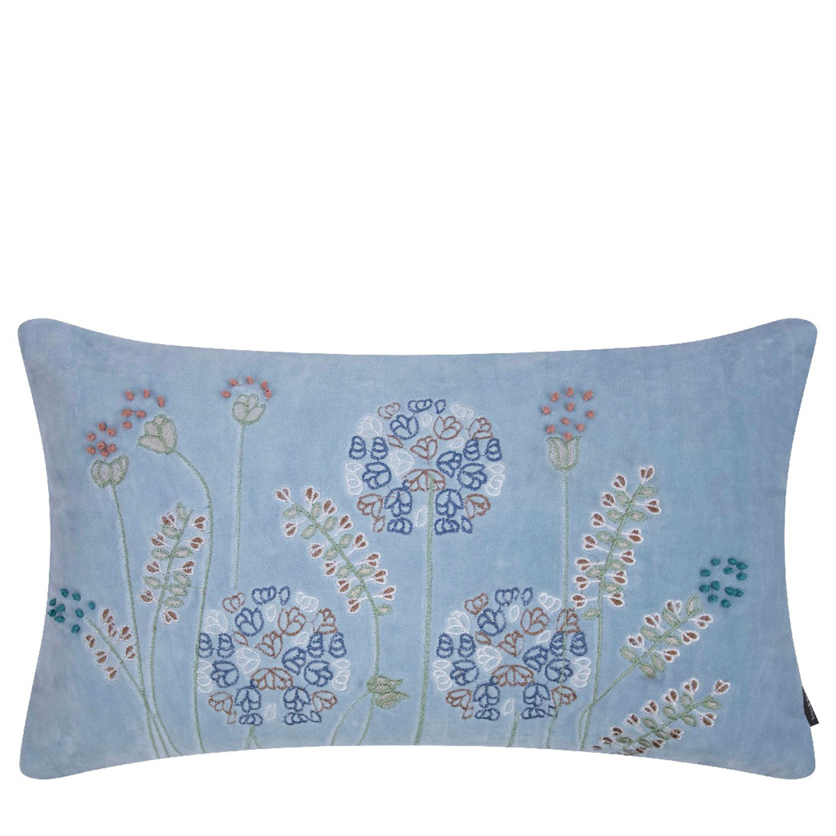 Deko Kissen Wildblumen bestickt, Allium blau, 30x50cm, Mars & More