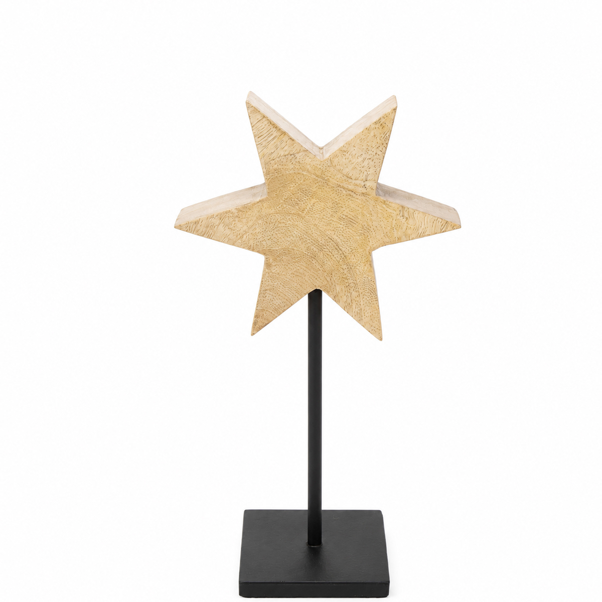 Deko Stern Naturholz, kantiger Holzstern Natur mit Maserung, 25cm
