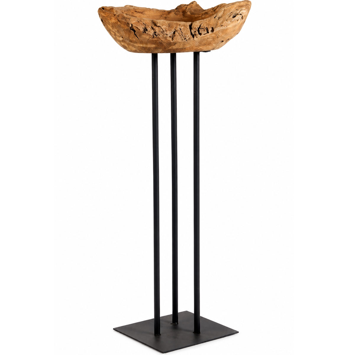 Holzschale Insula, Teakschale auf Eisenständer, 110cm, WMG Grünberger