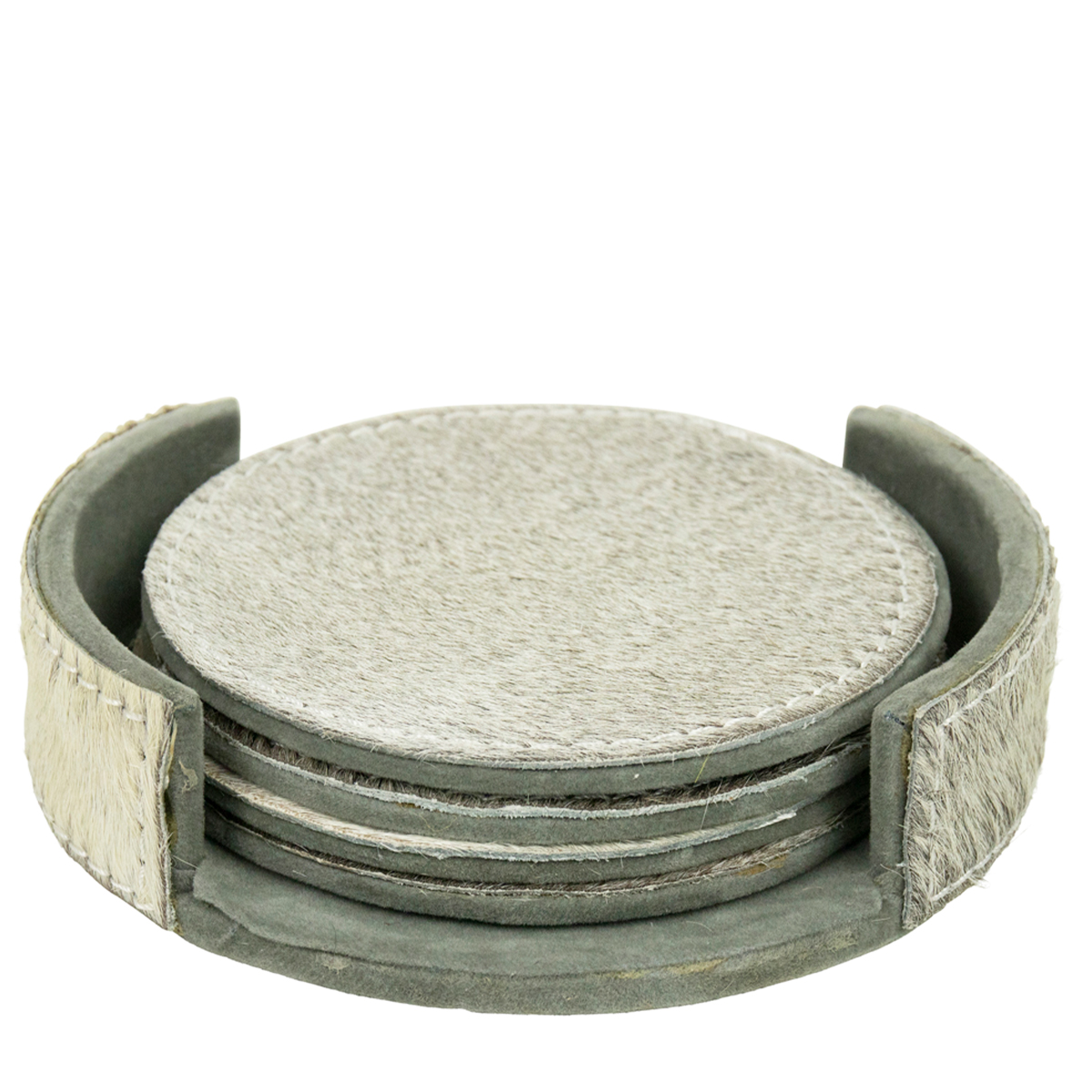 Kuhfell Untersetzer rund grau, Ø10cm, 4St/Pack, Mars & More