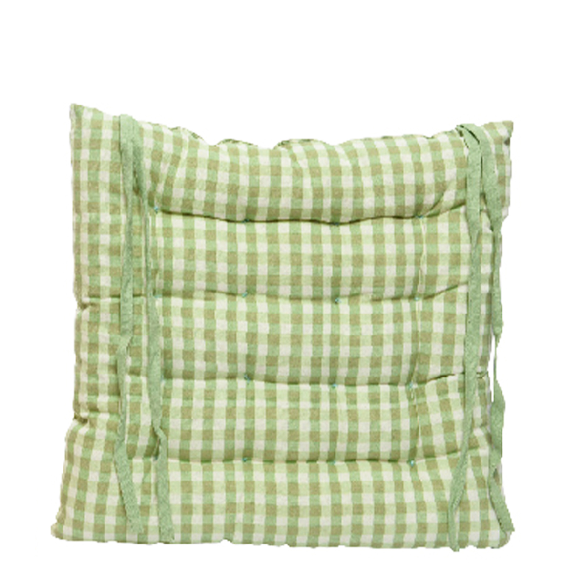 Stuhlkissen Karo grün, mit Bändern, 40x40cm, Baumwolle