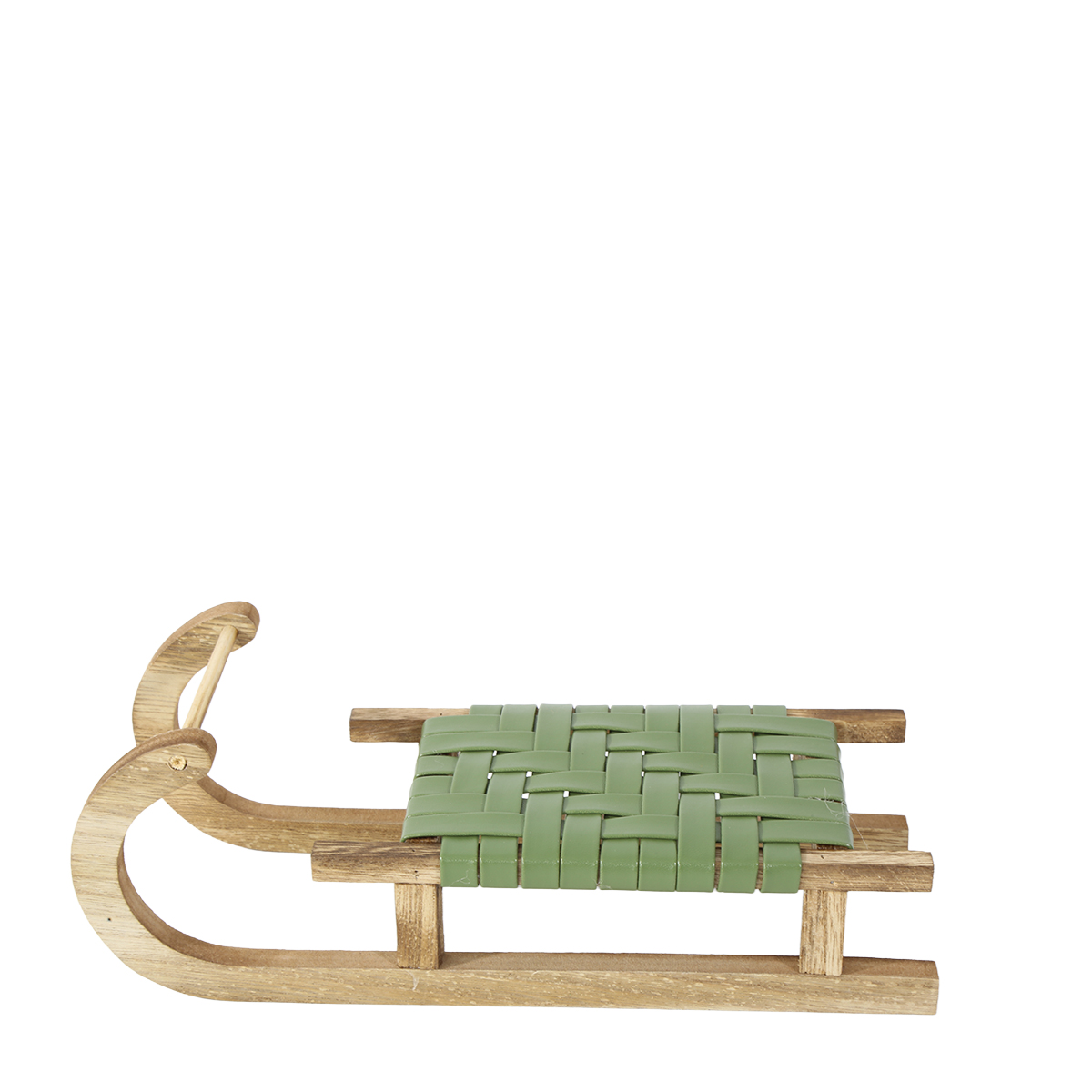 Deko Schlitten, Holzschlitten creme-grün, 24cm