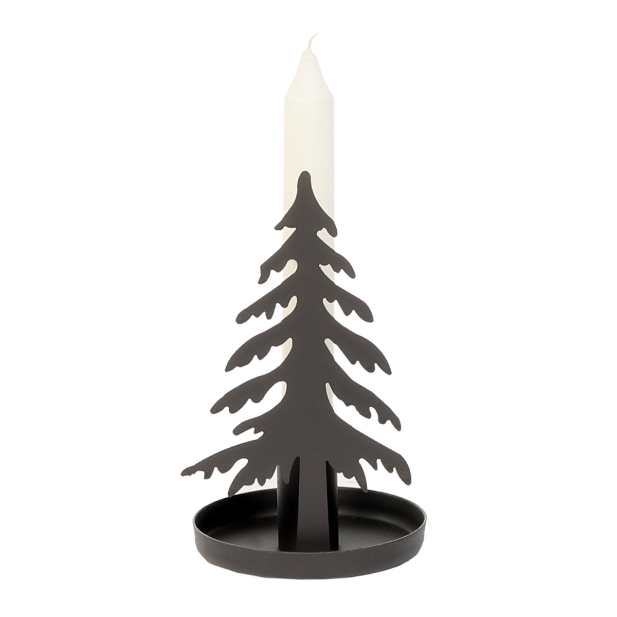 Eisen Leuchter Tannenbaum Burton, Kerzenhalter Tannenbaum mit Schale, 15cm, WMG Grünberger