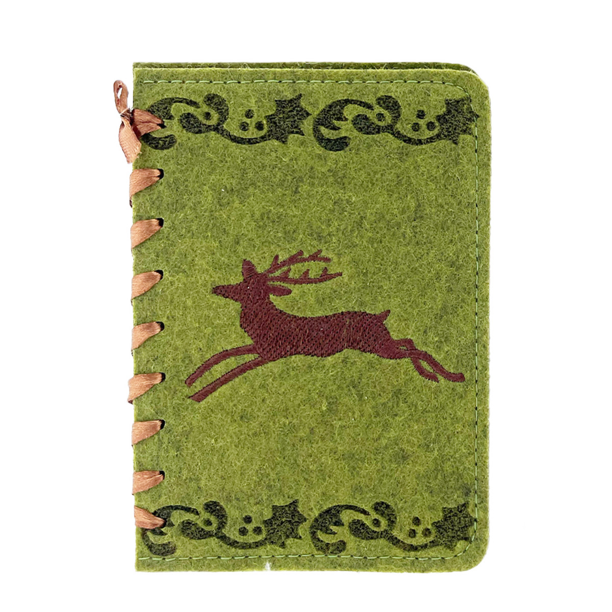 048-15664_01J9GVBNRATZW6ETV2JVWR3K8P4pgskXNrbBRSD Notizbuch Hirsch, Büchlein aus Filz mit springendem Hirsch, 11x15cm, Gerrys Garden