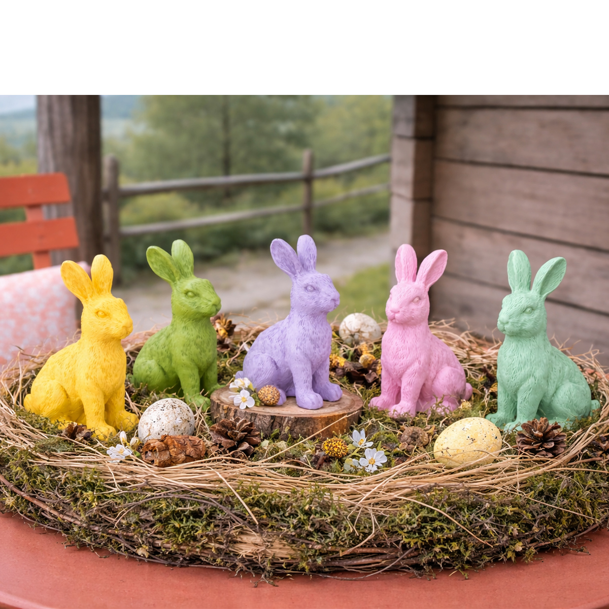 Deko Hase, Osterhase sitzend, flieder, 9x11cm, Polyresin