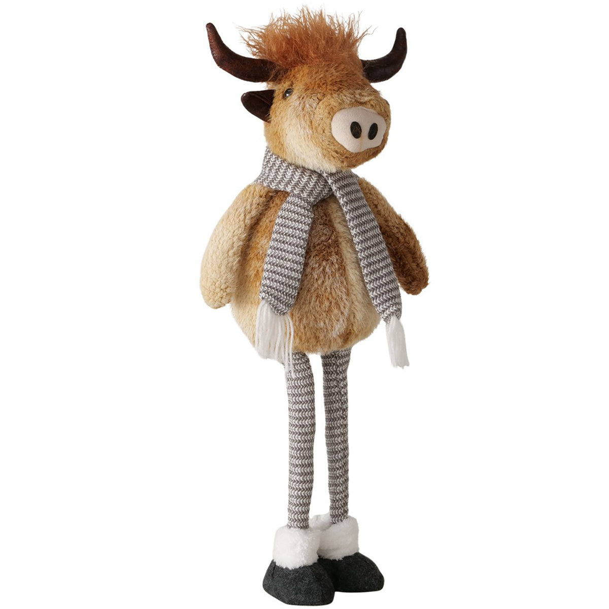 Plüsch Hochlandrind Buffy braun mit ausziehbaren Teleskopbeinen, Boltze Home Collection