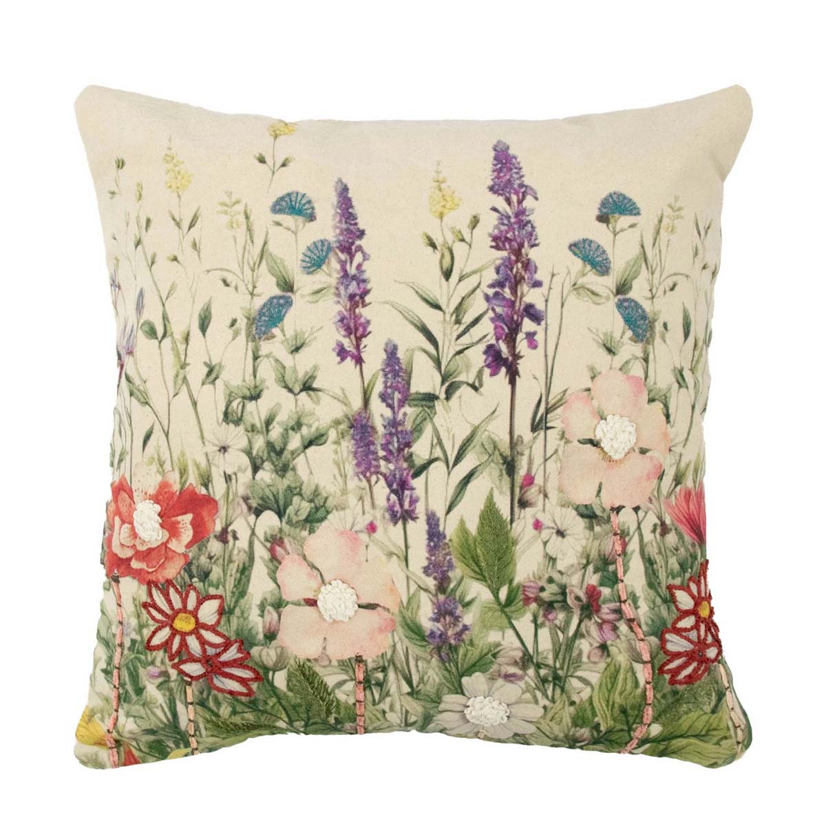 Baumwoll Kissen Blumen Rittersporn, Wildblumen bestickt, 45x45cm, Mars & More  Baumwoll Kissen Blumen Rittersporn, Wildblumen bestickt, 40x60cm, Mars & More