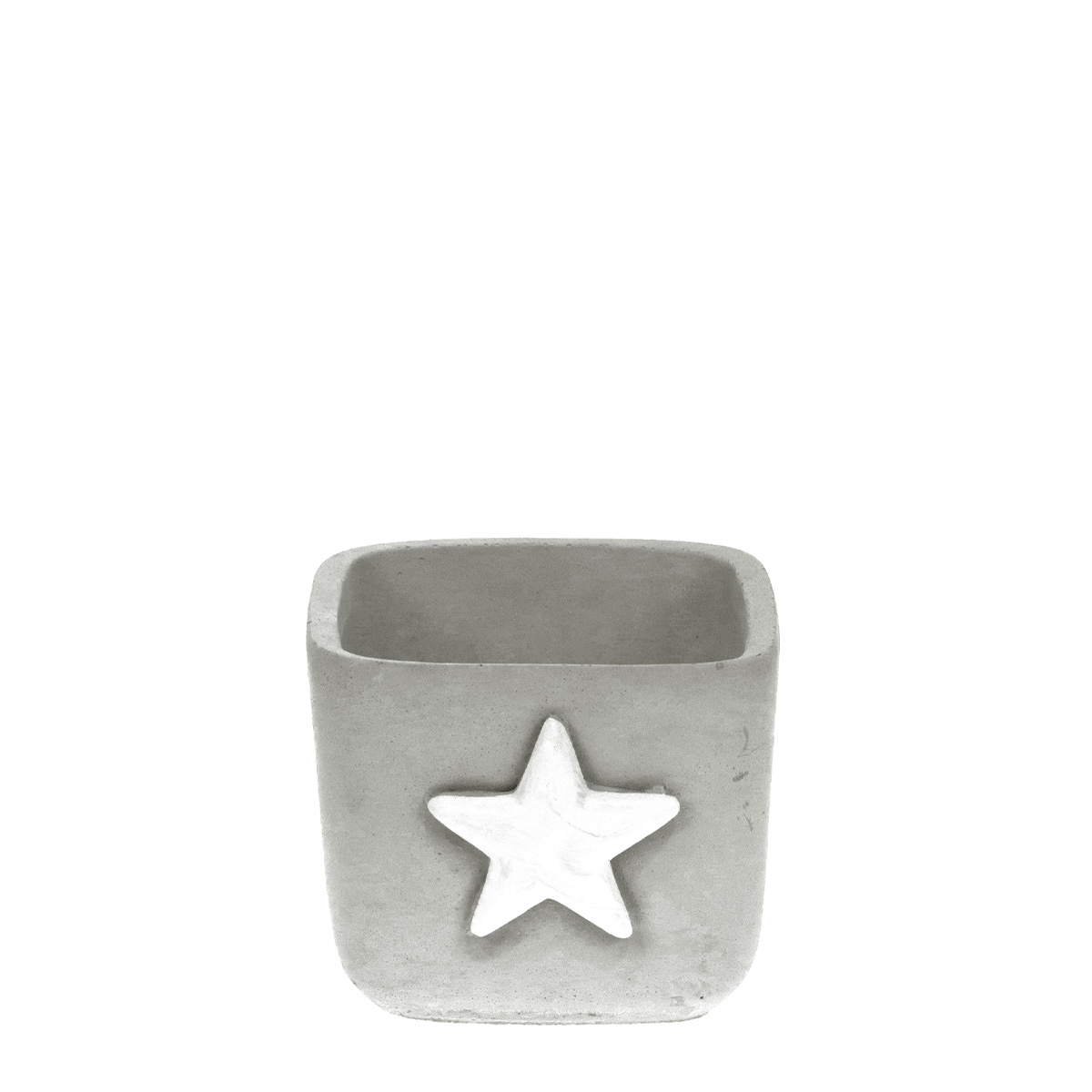 Übertopf Stern, betonoptik, grau-weiß, unfinish, 9x8cm, Beton