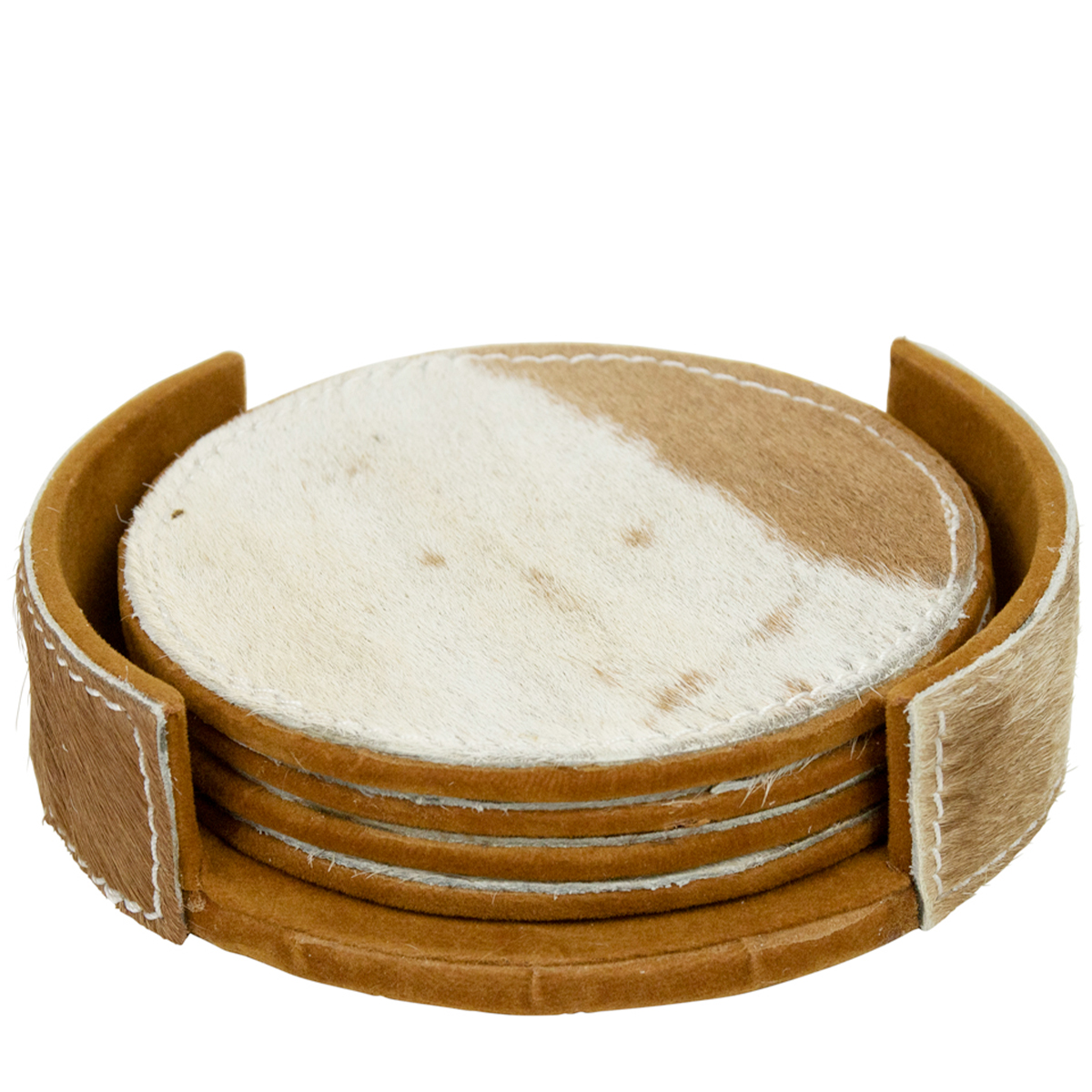 Kuhfell Untersetzer rund braun-weiß, Ø10cm, 4St/Pack, Mars & More