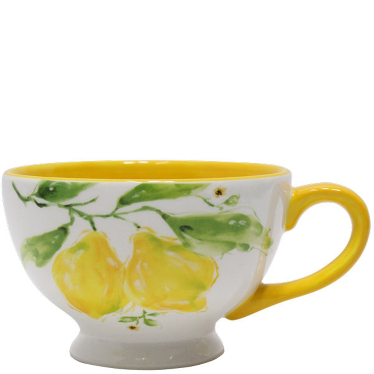 Henkeltasse mit Zitronenmotiv, große Keramiktasse, Ø17cm