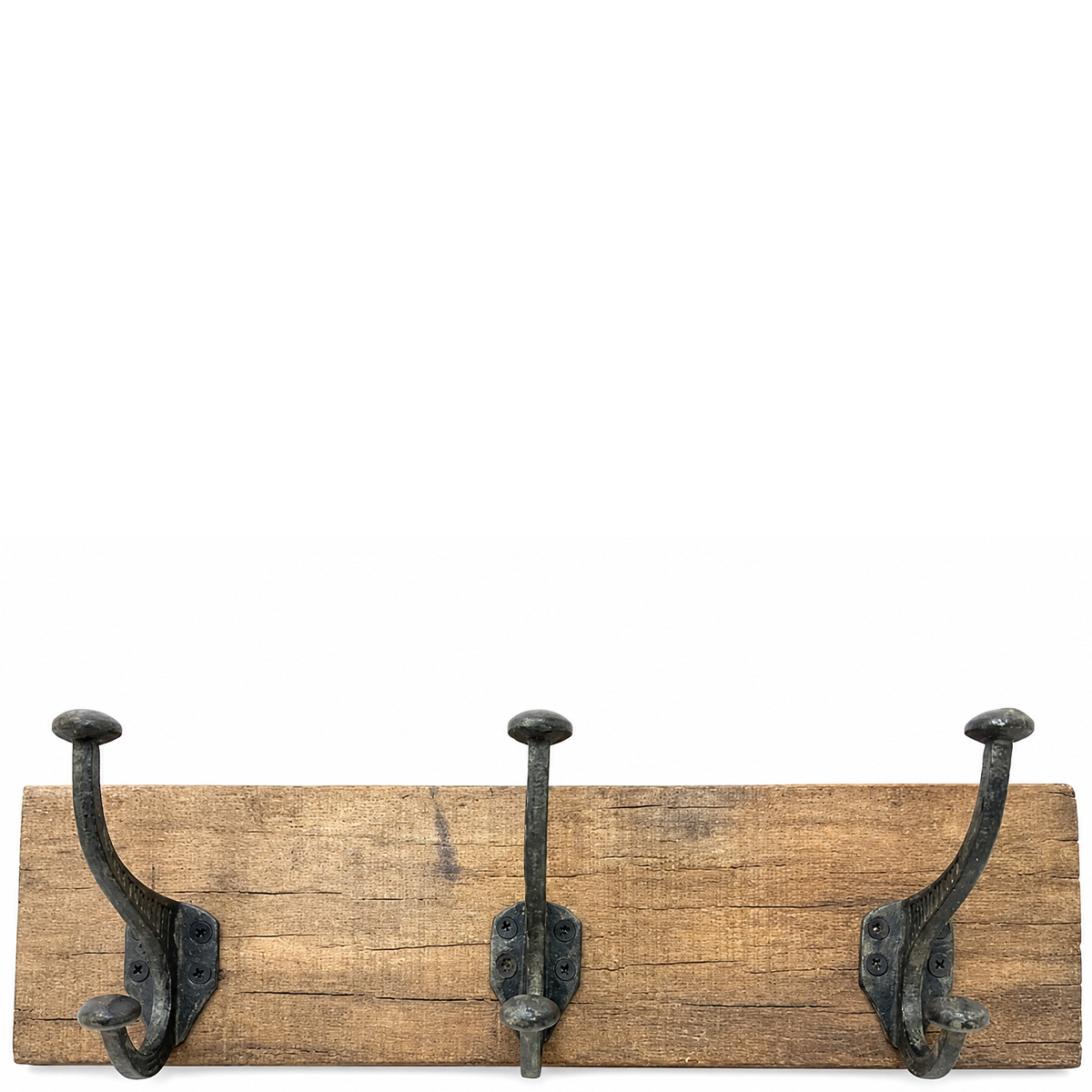 Garderobe Naturholz, rustikale Holzgarderobe mit 3 Haken, 45cm