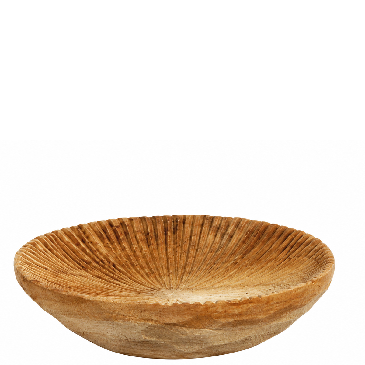 Holzschale Benoa Teak unfinish, kleine rustikale Naturholzschale mit Maßerung, Ø12cm, WMG Grünberger