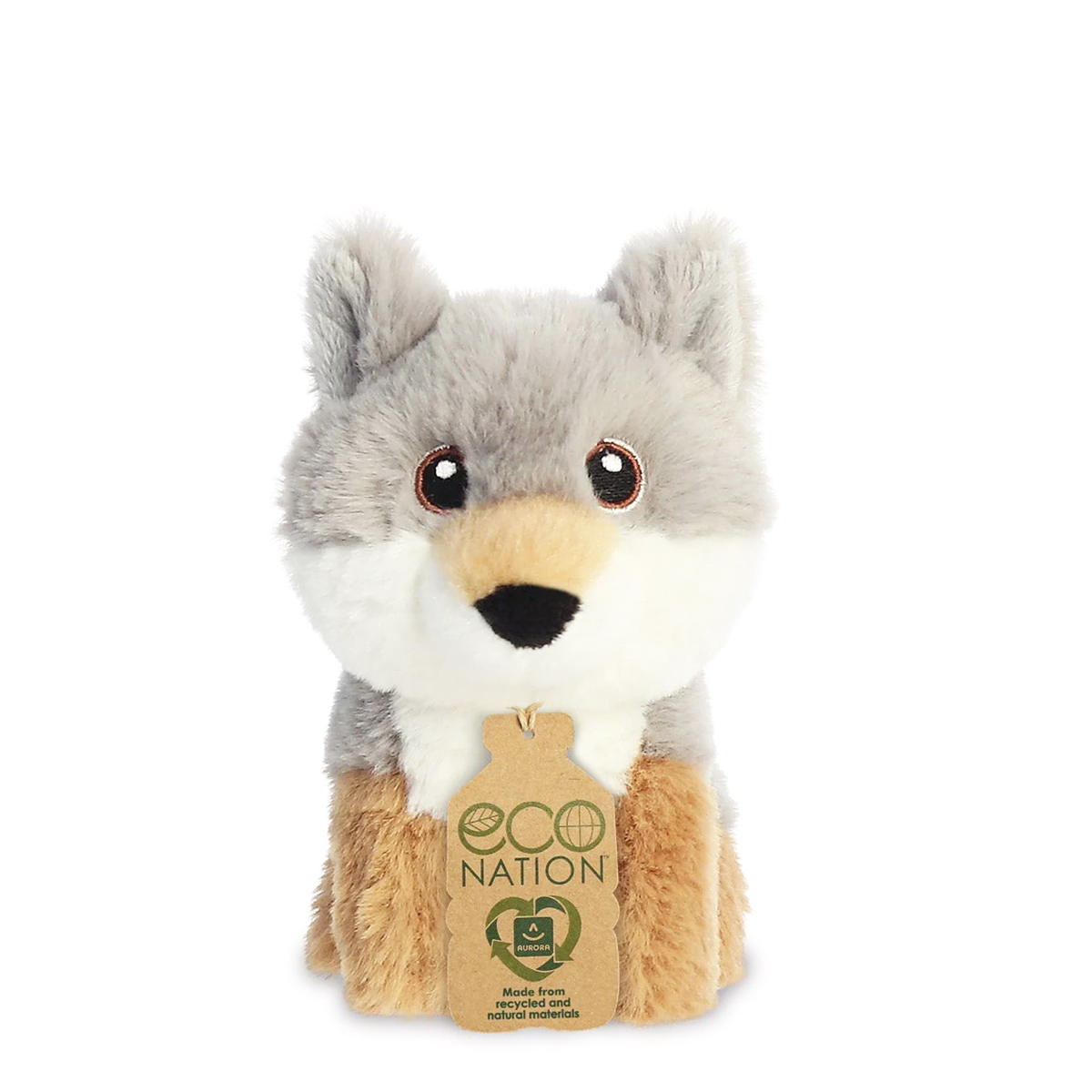 Plüsch Wolf, Mini Wolf grau, Eco Nation, 13cm, Aurora World