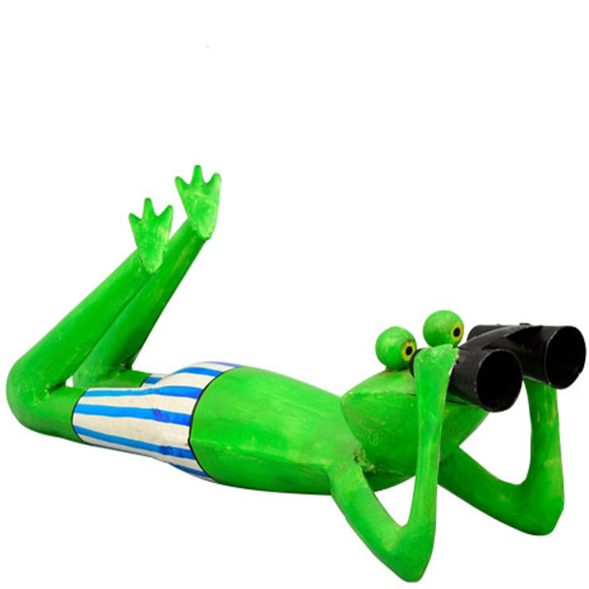 Deko Frosch mit Fernglas und Badehose, Metallfrosch, 42cm