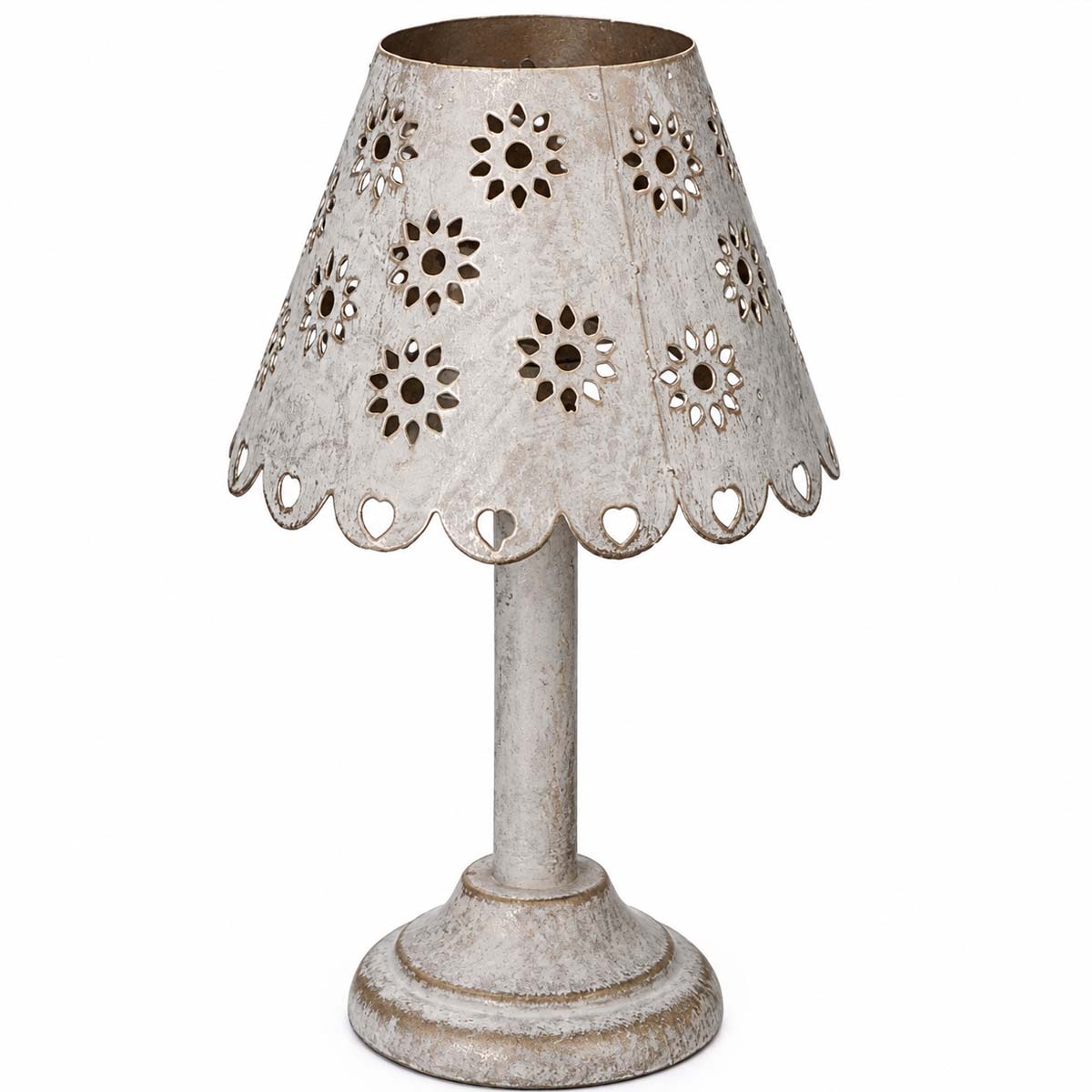 Stimmungsvoller Kerzenhalter in Lampenform - Metall im Shabby Chic Look